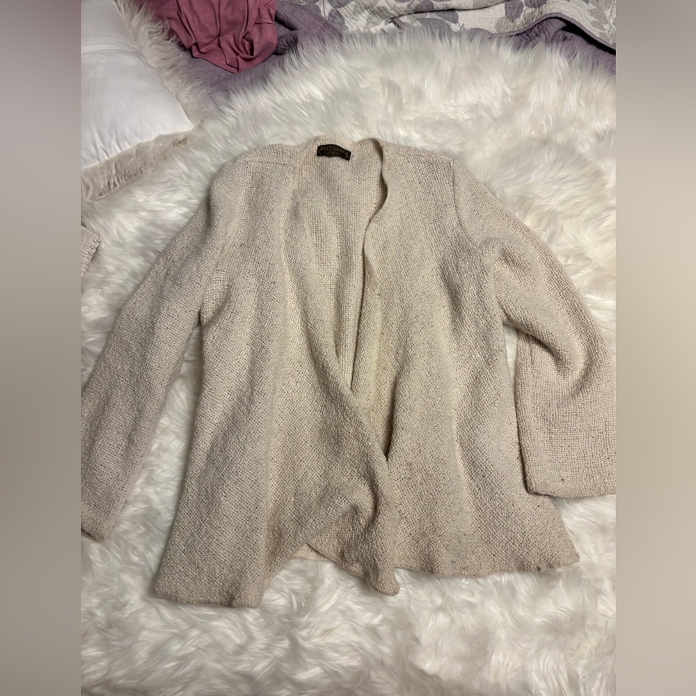 Cream Open Front Cardigan, Wool and Cotton Boho, Classic quality staple capsule